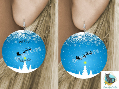 Merry Christmas, Santa Sleigh,Digital, PNG, Download, Wind Spinner, Earrings, Ornament, Sublimation, Printable, Coaster, Round, Christmas