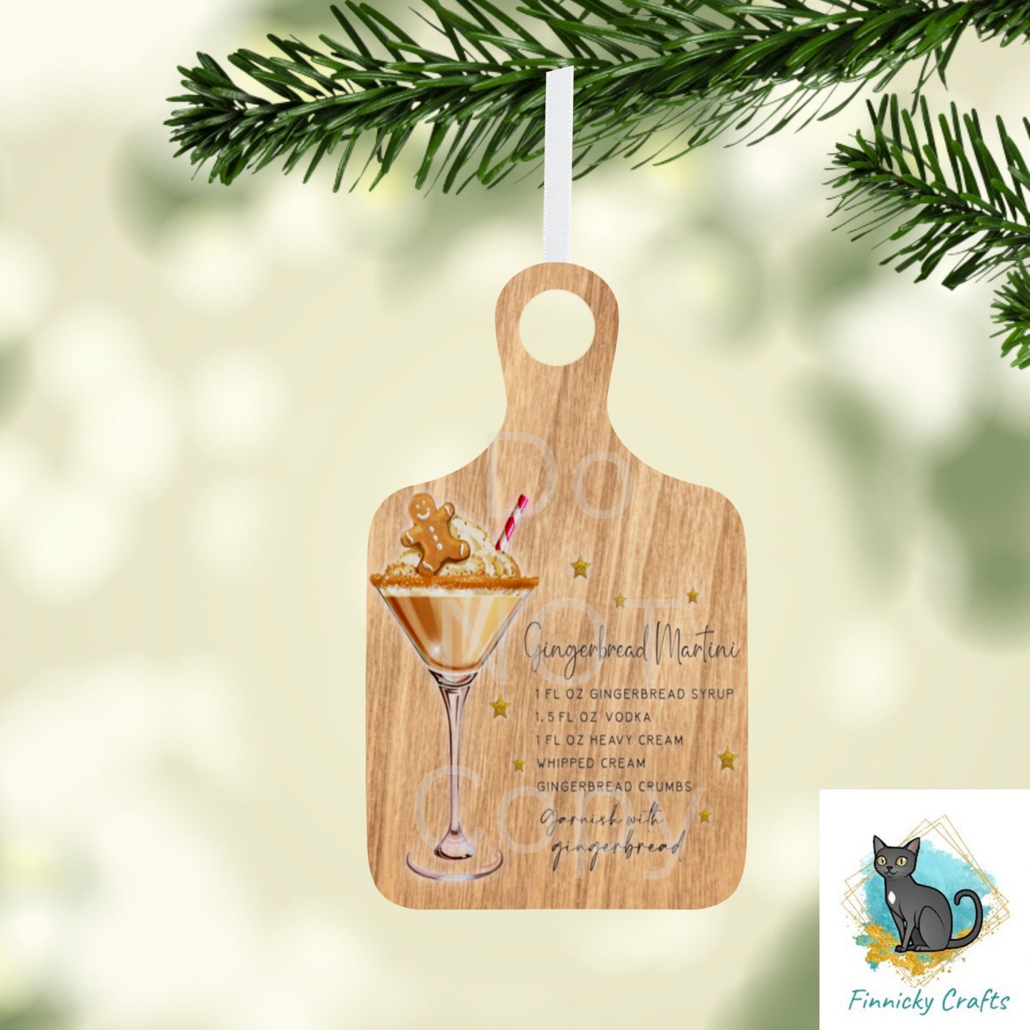 Gingerbread Martini Recipe Cutting Board, Digital, PNG, Design, Download, Door Hanger, Ornament, Home Decor, Tray