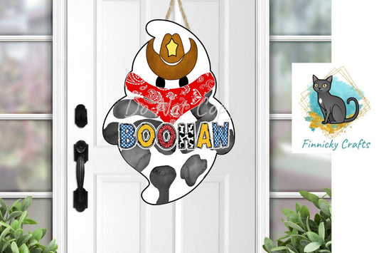 Chubby Cowboy Ghost, Halloween, Western Ghost Design, Cowprint, Sublimation, Digital Design, PNG, Download, Decoration, Earring, Door Hanger