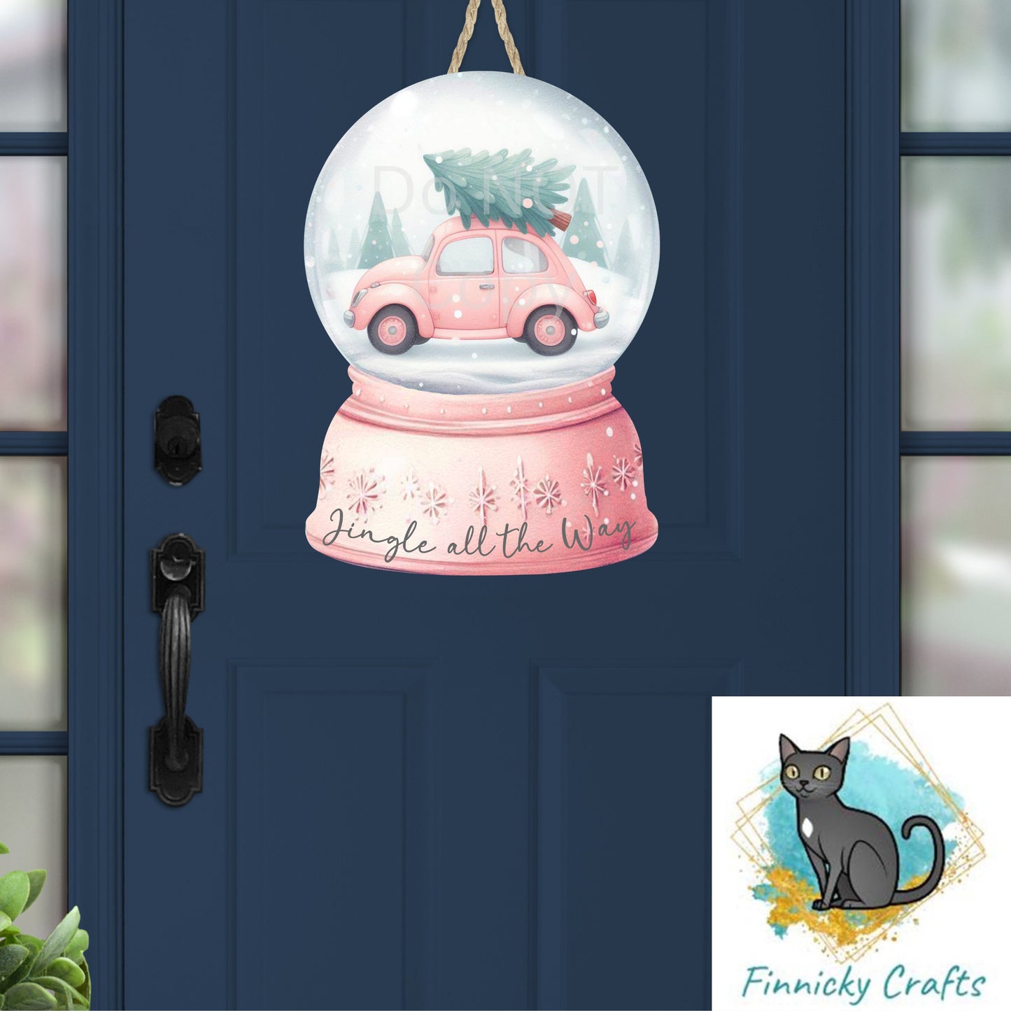 Jingle all the Way Snow Globe Ornament Add Personalization - earrings, night light, sign -  Christmas Ornament Digital File, pink car
