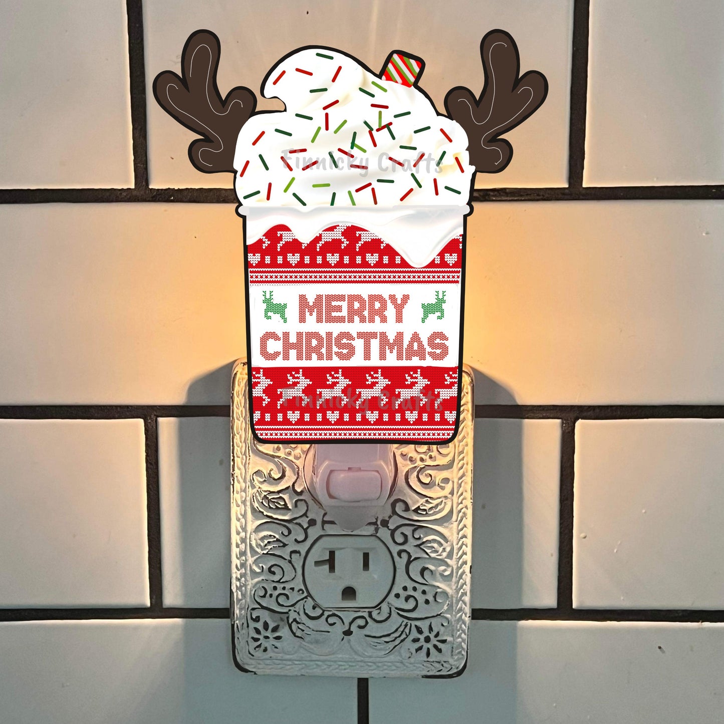 Reindeer Coffee - Christmas Winter Ornament, Christmas Sweater, Nightlight, Sublimation, Digital, PNG, Design, Download, MDF and Acrylic