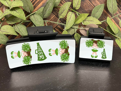 Cheerleading green white hair clip Bundle - Blonde, Brunette, Black hair png - Digital Design - Download, Sublimation - Small and large