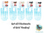 Little Girls Reading - Once Upon a Time - 5 Designs Bundle - Square bookmark - Instant Digital Download - PNG