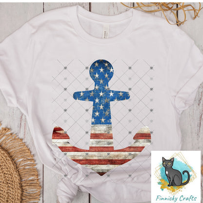 Patriotic Anchor Earrings, Badge Reels, Decor, Signs, Sublimation, Digital, PNG Design, Earrings.