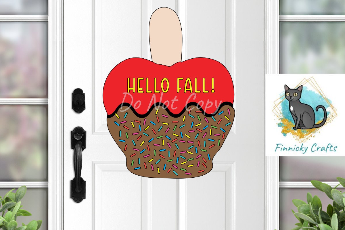 Caramel Apple Fall Autumn Sublimation Design png - Hello Fall and Blank