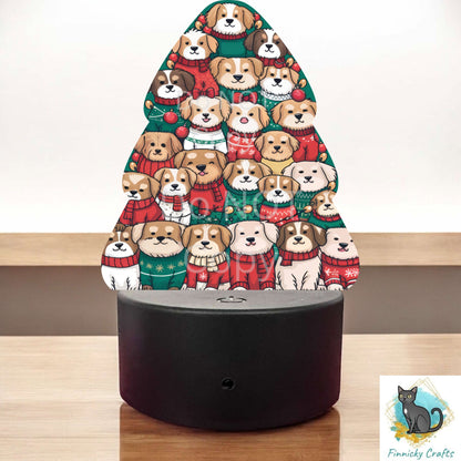 Dogs Chubby Tree, Christmas Sign PNG, Digital Download, Sublimation, Decor, Light Base