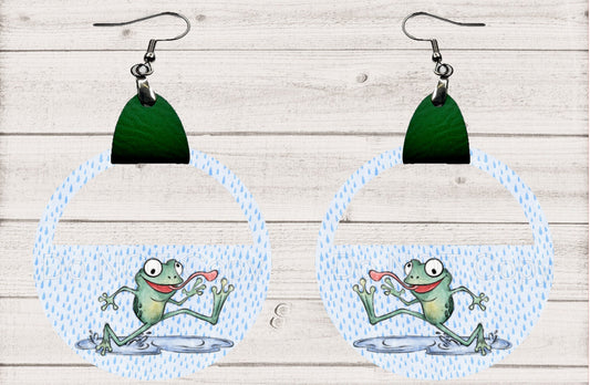 Leather Half-Circle Camping Earrings PNG, Spring Earring Design, Sublimation Leather Earring.