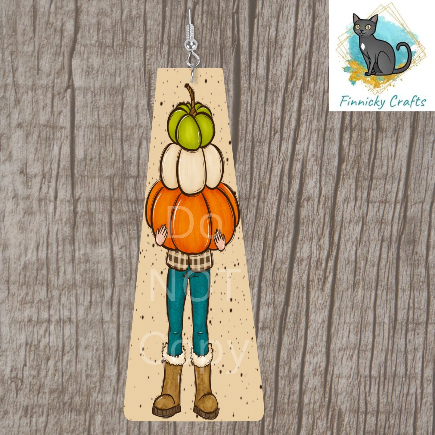 Modern Bar,Girl carrying Pumpkins, Fall Sublimation, PNG Digital Design, Earrings, MDF, Acrylic