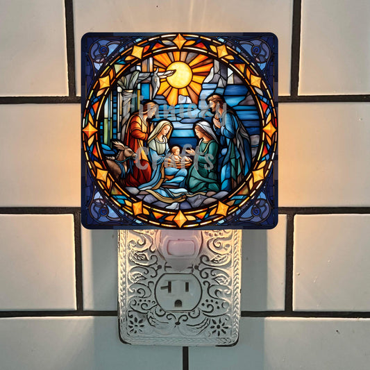 Christmas Stained Glass, Nativity, Sign, Sublimation, Digital, PNG, Design, Acrylic, Suncatcher, Night Light