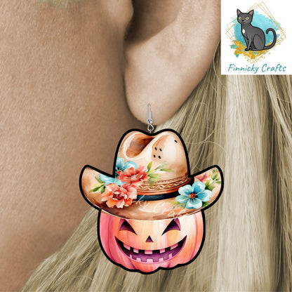 Spooky Cowboy Jack o'Lantern Bundle, Sublimation, Digital, PNG Design, Download for Earrings, Nightlight, Decor, Door Hanger, Keychain