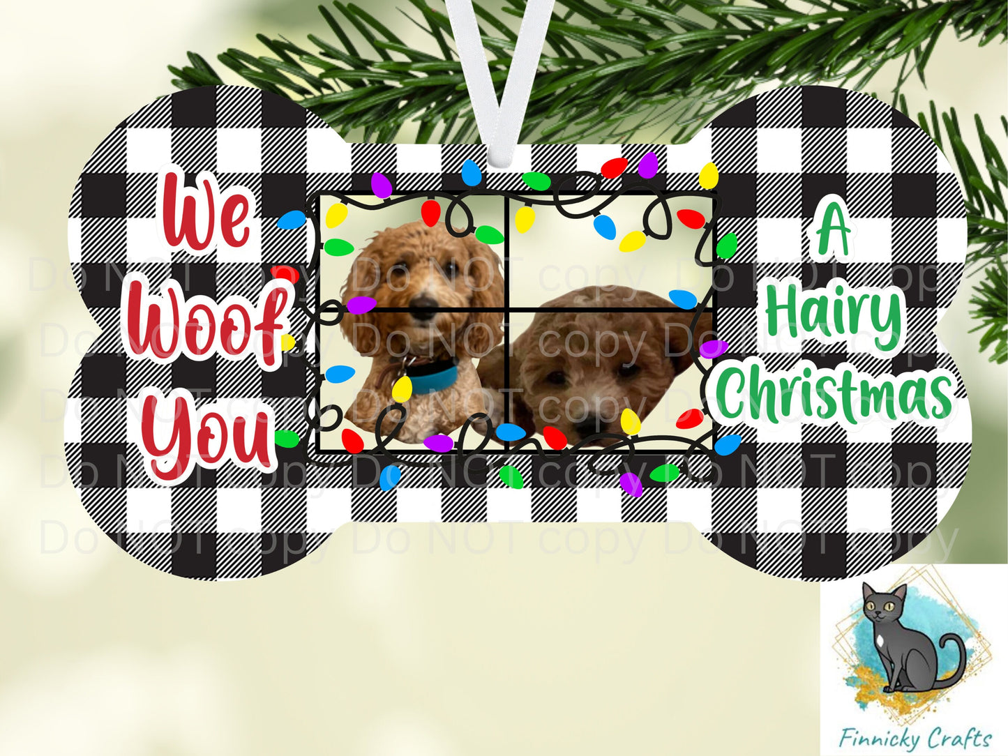 Customizable Dog Bone; We Woof You a Hairy Christmas; Sign, Ornament png