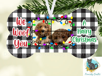 Customizable Dog Bone; We Woof You a Hairy Christmas; Sign, Ornament png