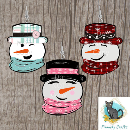 Snowman Design, Scarf, Top Hat, Winter, Bundle, Sublimation, Digital Design, PNG, Download, Decoration, Earring, Door Hanger, Ornament