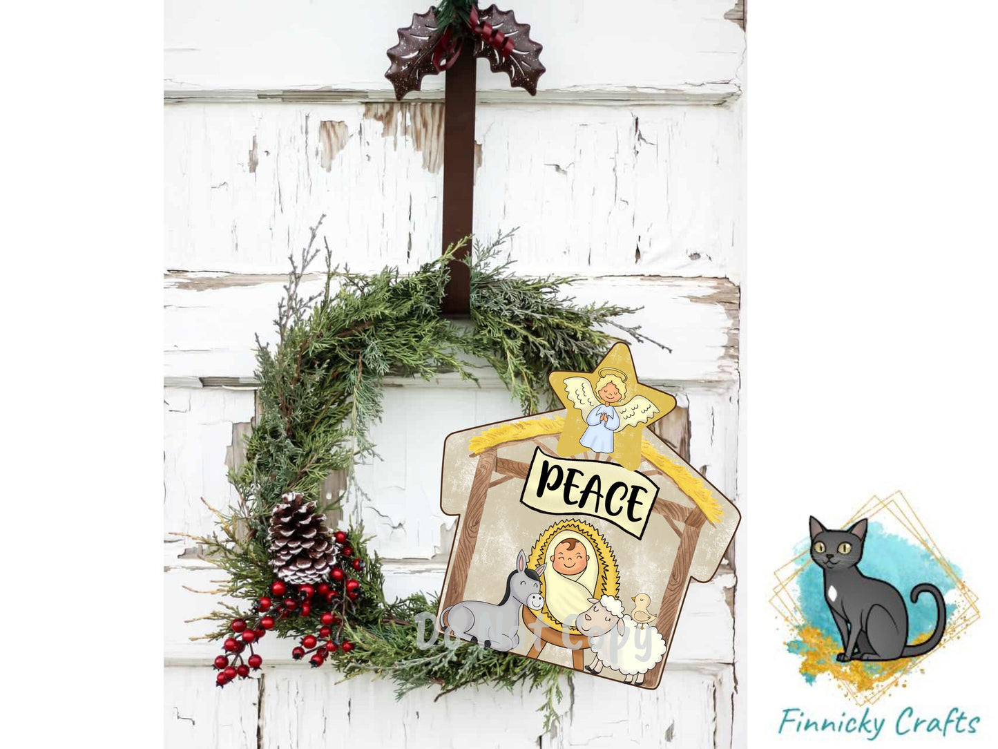 Nativity Shape, Manger, Creche, Peace, Customizable, Christmas, Sublimation, Digital Design, PNG, Decoration, Earring, Door Hanger, Ornament