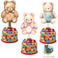 Teddy Bear Cake Topper Bundle - Sublimation Design - Pink Bear, Blue Bear, Brown Bear png, Acrylic Sublimation, decoration