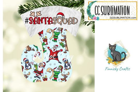 Santa Squad Swirl Stocking Christmas Ornament png - With and without words