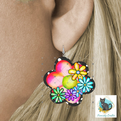 Bright Colors, Sublimation Flower - MDF or Acrylic - Night Light - Digital Design- Earrings - Signs