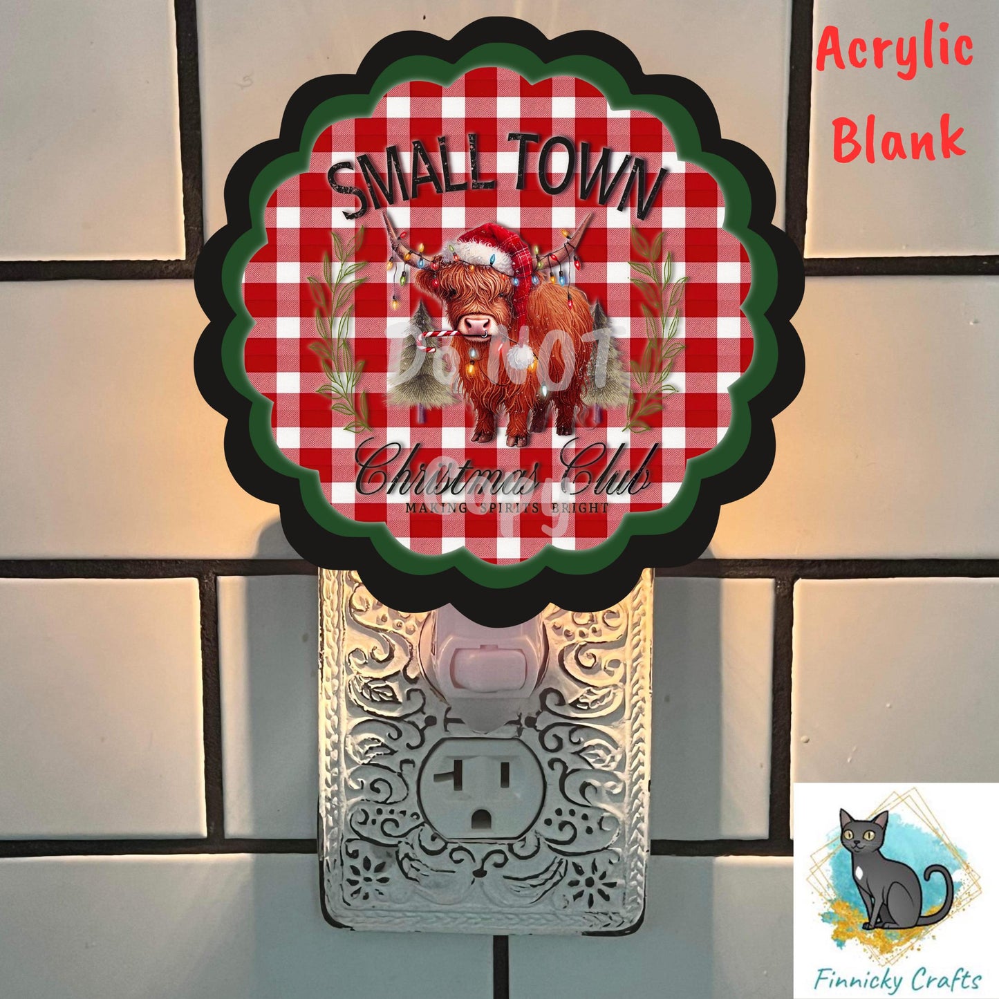 Scallop Blank, Highland Cow, Sign, Sublimation, Digital, PNG, Design, Acrylic, DTF, MDF, Nightlight, Ornament, Earrings