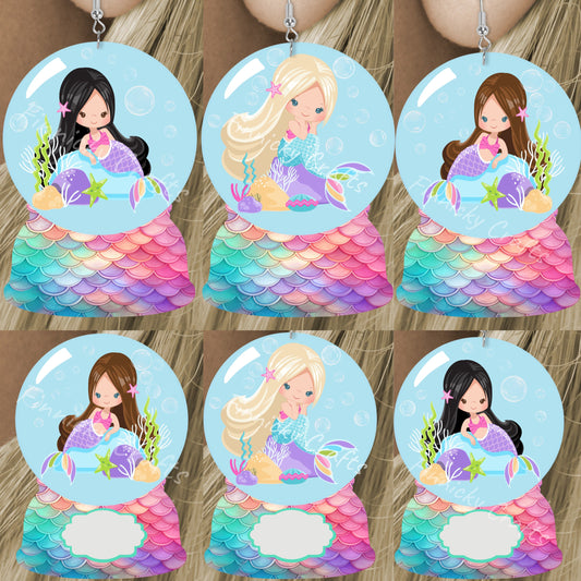 Snow Globe, Mermaids, PNG, Design, Digital Download, Sublimation, Decoration, Gift, Earrings, Tags,  Hair Bows,Blank,Customizable,nightlight