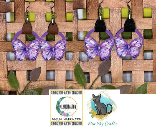 Leather Butterfly Earring PNG, Spring Earring Design, Sublimation Leather Earring.