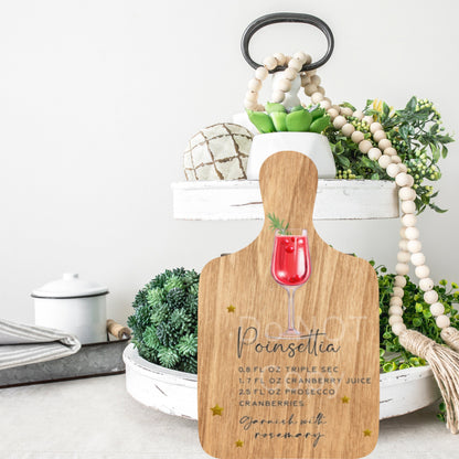 Poinsettia Drink Recipe Cutting Board, Digital, PNG, Design, Download, Door Hanger, Ornament, Home Decor, Tray