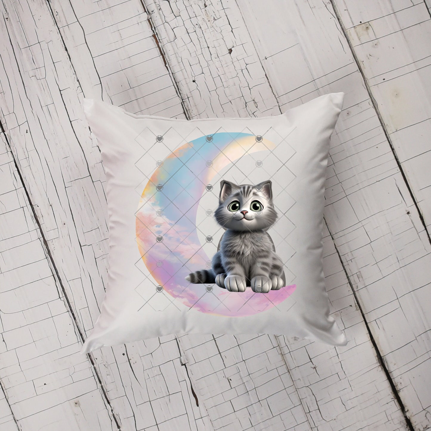 Moon Cat - Gray Cat - Crescent Moon - 2 versions (Welcome & Blank) - Earrings - Signs - Design - PNG - T-shirts - DTF and Sublimation