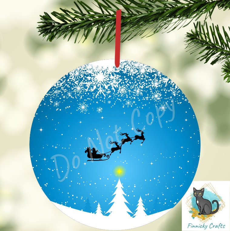 Merry Christmas, Santa Sleigh,Digital, PNG, Download, Wind Spinner, Earrings, Ornament, Sublimation, Printable, Coaster, Round, Christmas