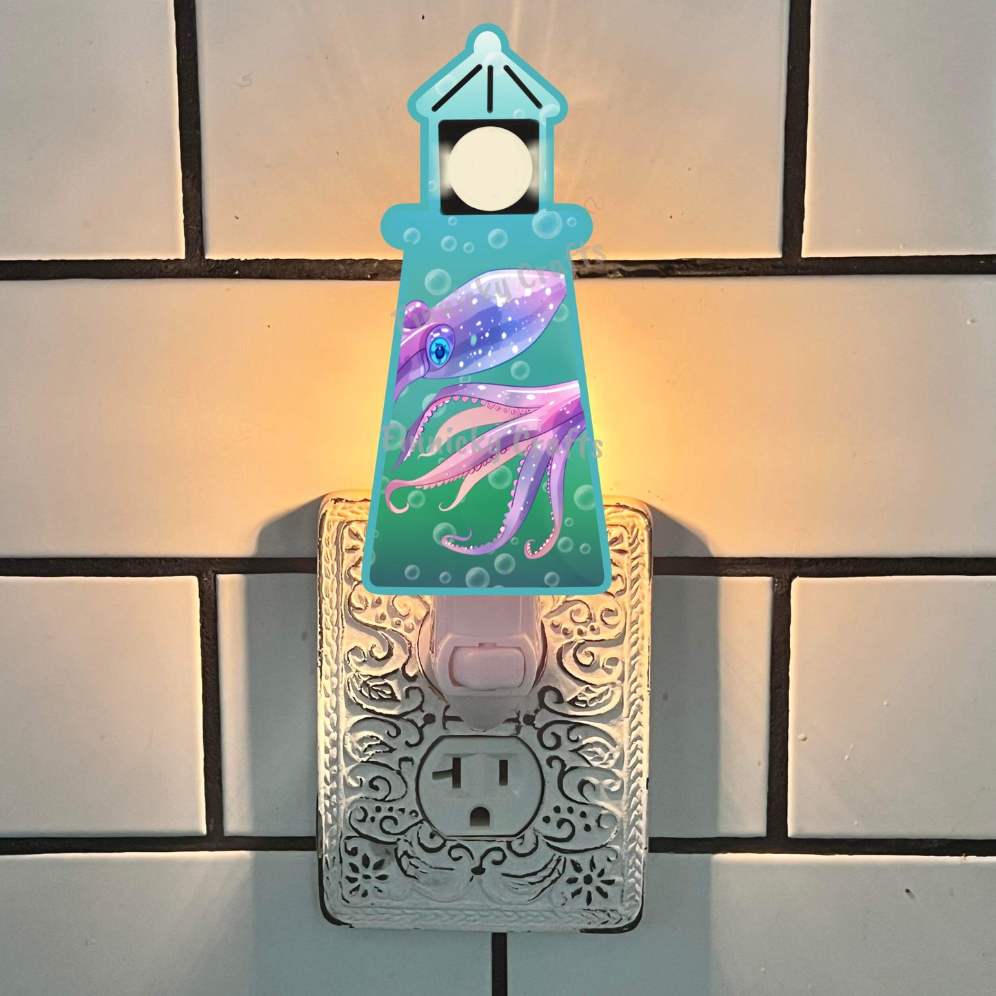 Squid Lighthouse Sign, Nightlight, Keychain, Earrings, Sublimation, Digital, PNG, Design, Download, Acrylic, MDF