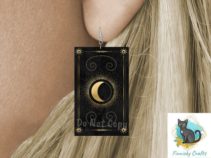 Tarot Cards, Tarot Sun, Tarot Moon, Sublimation, Digital Design, PNG, Download, Earrings, Ornament
