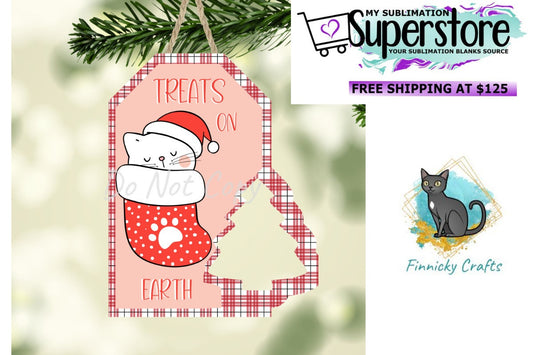 Treats on Earth Cat Tag with Tree Christmas Design png