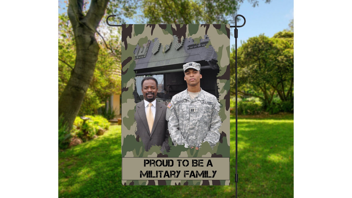 Proud to be a Military Family Garden Flag