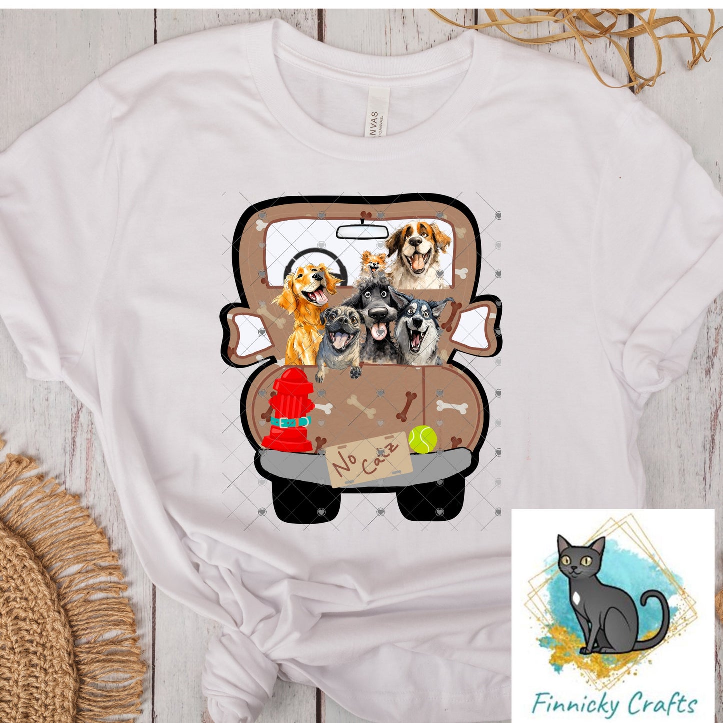 Truck full of dogs -  - Sign - T-Shirt - Earrings - Badge Reel - Truck Shape  png - Sublimation Designs Earrings Png - No Cats