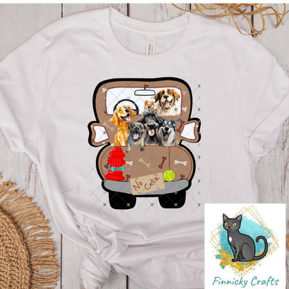 Truck full of dogs -  - Sign - T-Shirt - Earrings - Badge Reel - Truck Shape  png - Sublimation Designs Earrings Png - No Cats