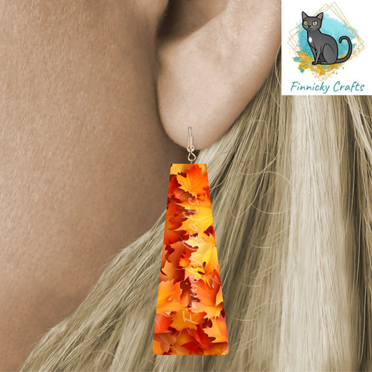 Modern Bar, Maple Leaves, Fall Sublimation, PNG Digital Design, Earrings, MDF, Acrylic