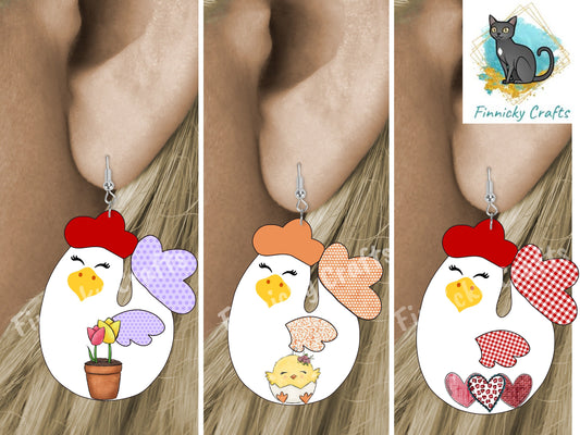 Chicken Bundle, Spring, Easter, Love, Sublimation, Digital, PNG Design, Download for Earrings, Wall Decor, Door Hanger, Keychain