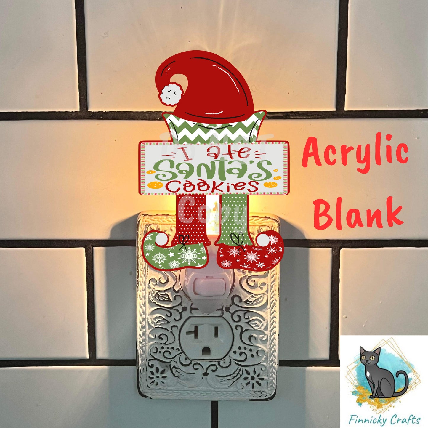 Green Red Elf Sign Tag - Customizable, Christmas Ornament, Christmas Tag, Nightlight, Sublimation, Digital, PNG, Design, MDF and Acrylic