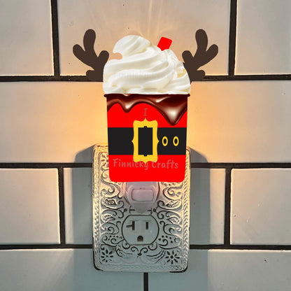Reindeer Coffee - Christmas Winter Ornament, Santa Belt, Nightlight, Sublimation, Digital, PNG, Design, Download, MDF & Acrylic