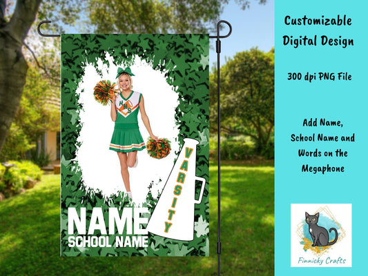 Cheerleader Garden Flag- Green Stars - Elementary/Grammar, Middle/Junior, High, College, University
