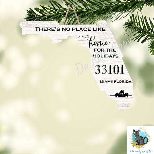 Customizable Florida State Shape, Home for the Holidays, Zip Code, Sublimation, PNG, Digital Download, Door Hanger, Decoration, Ornament