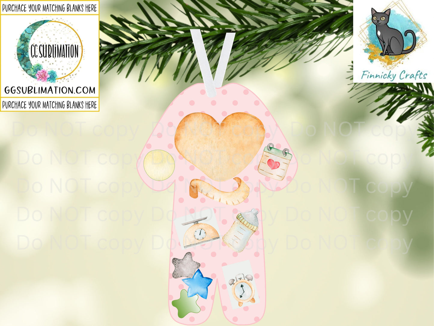 Customizable/Personalizable Baby's First Christmas Ornament png - Birth Announcement png - Kid Pajamas - Pink and Blue