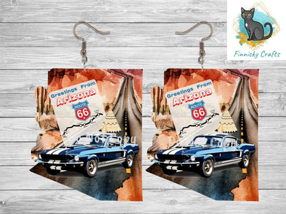 Arizona State Shape, Route 66, Sublimation, PNG, Digital Download, Earrings, Door Hanger, Decoration, Ornament