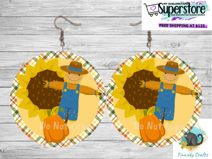 Round Design, Scarecrow, Owl, Rain, Rain Boots, Sublimation, PNG, Digital Download, Earrings, Door Hanger, Decoration, Car Coaster