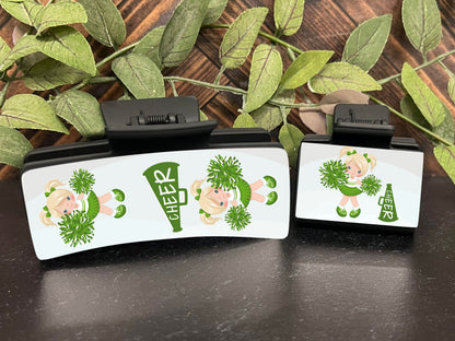 Cheerleading green white hair clip Bundle - Blonde, Brunette, Black hair png - Digital Design - Download, Sublimation - Small and large