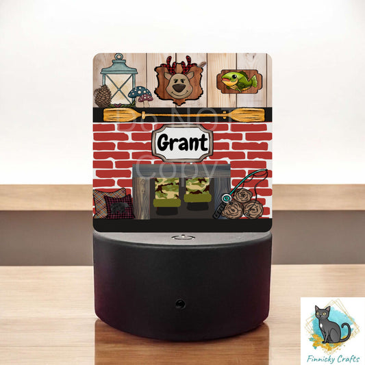 Santa Fireplace - Hunting Lodge - Customizable Light Base,  Sublimation, Digital, PNG, Design, Download, Hunters, Fishermen