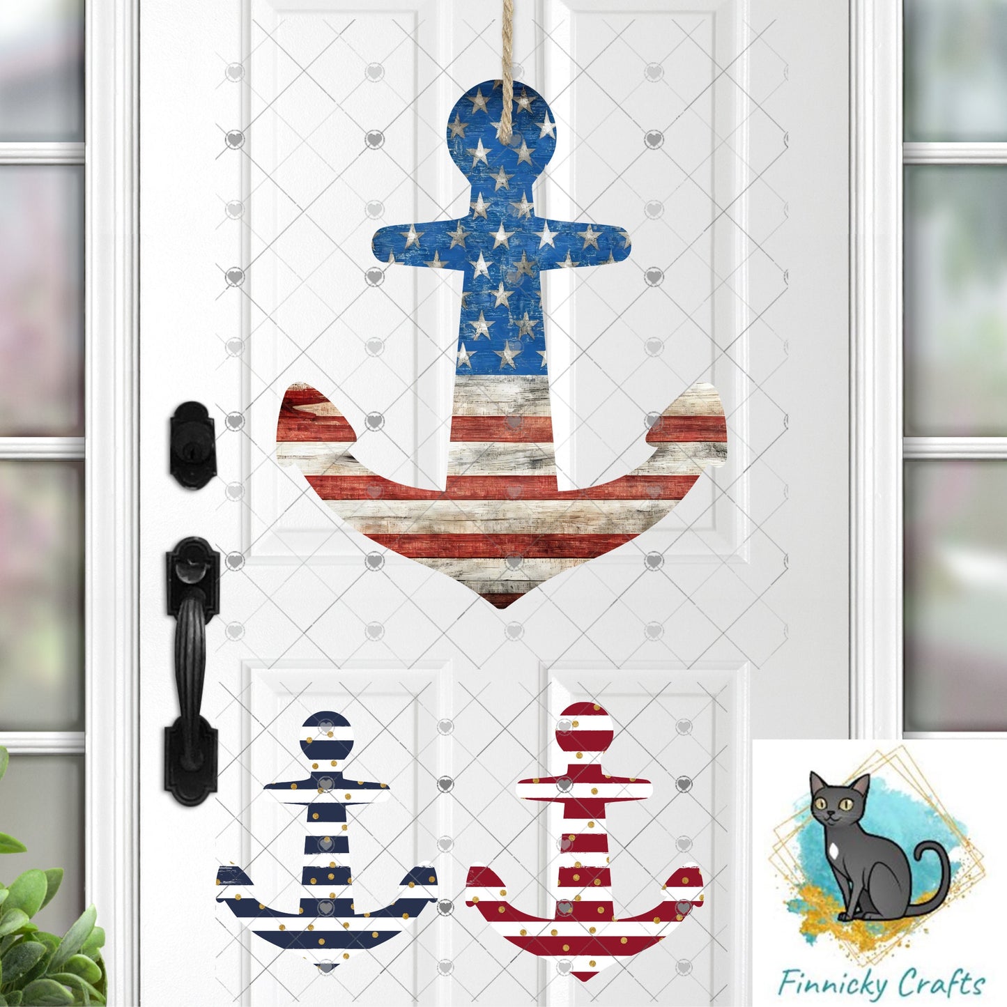 Patriotic Anchor Earrings, Badge Reels, Decor, Signs, Sublimation, Digital, PNG Design, Earrings.
