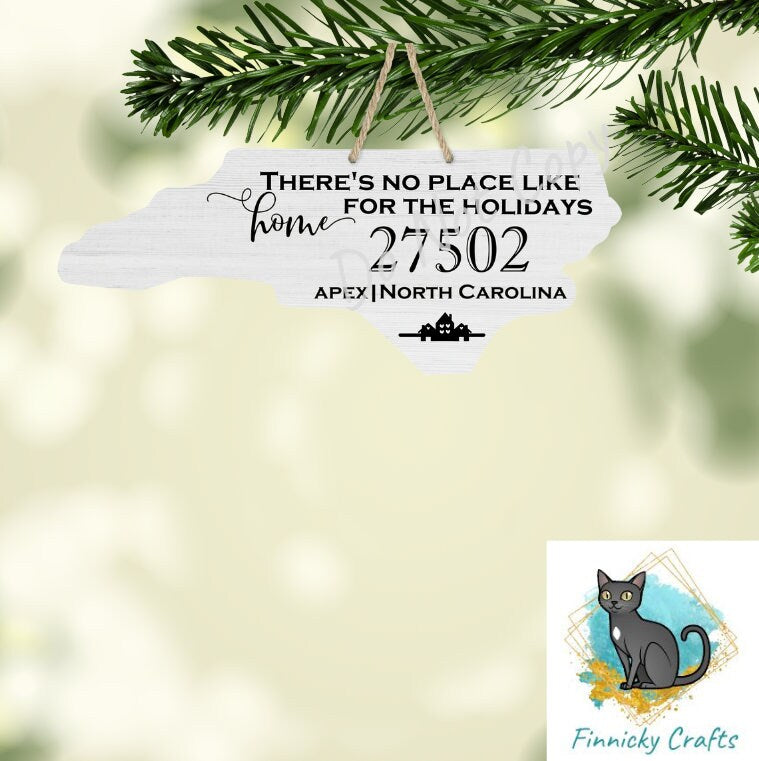 Customizable North Carolina State Shape, Home for the Holidays, Zip Code, Sublimation, PNG, Digital Download, Door Hanger, Ornament