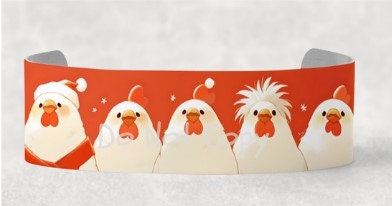 Cute Christmas Chickens Bracelet Cuff Sublimation Digital Designs - Small, Medium, Large PNG files - Acrylic