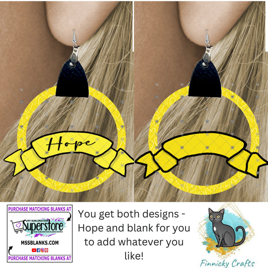 Customizable and Hope Leather Ribbon Earrings PNG, Earring Design, Sublimation Leather Earrings