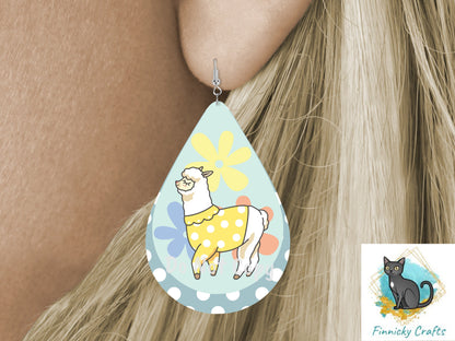 Cute Pastel Alpaca Large hair clip, small hair clip, earrings, sublimation, png