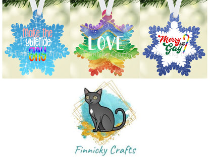 Snowflake Shape, Gay Pride, Christmas, Digital, PNG, Download, Ornament, Sublimation, Christmas, Badge Reel